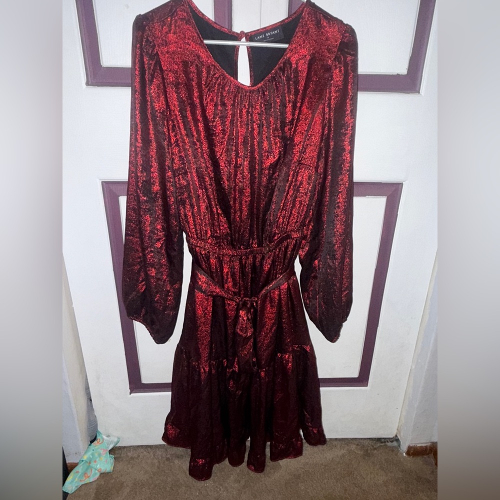 Elegant Red Women's Dress with Pockets